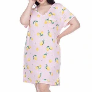 🔥 3/$15 🔥 Honeydew Night Shirt Lemon Print Whimsy Summer Modest College Dorm M